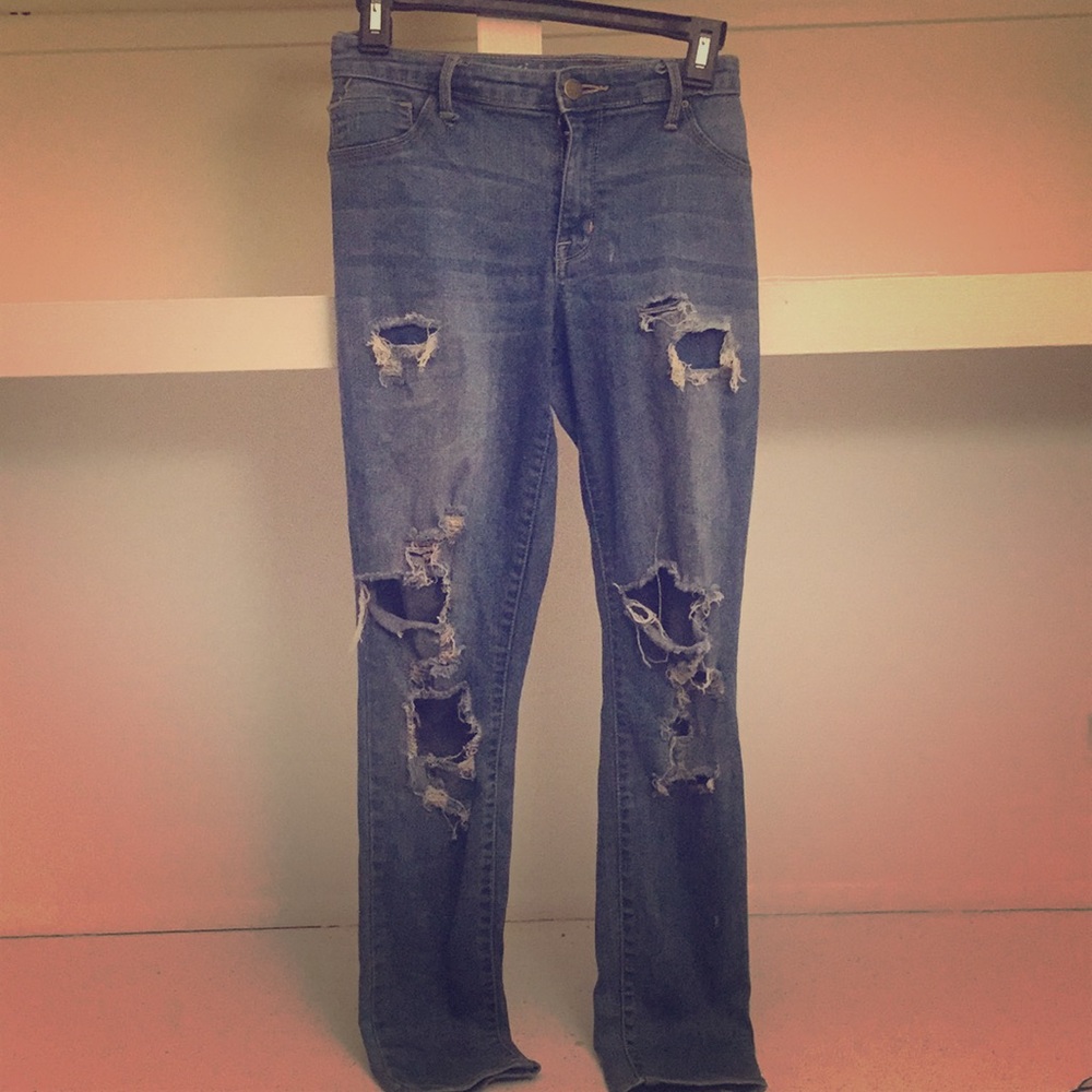 Ripped Skinny Leg Jeans